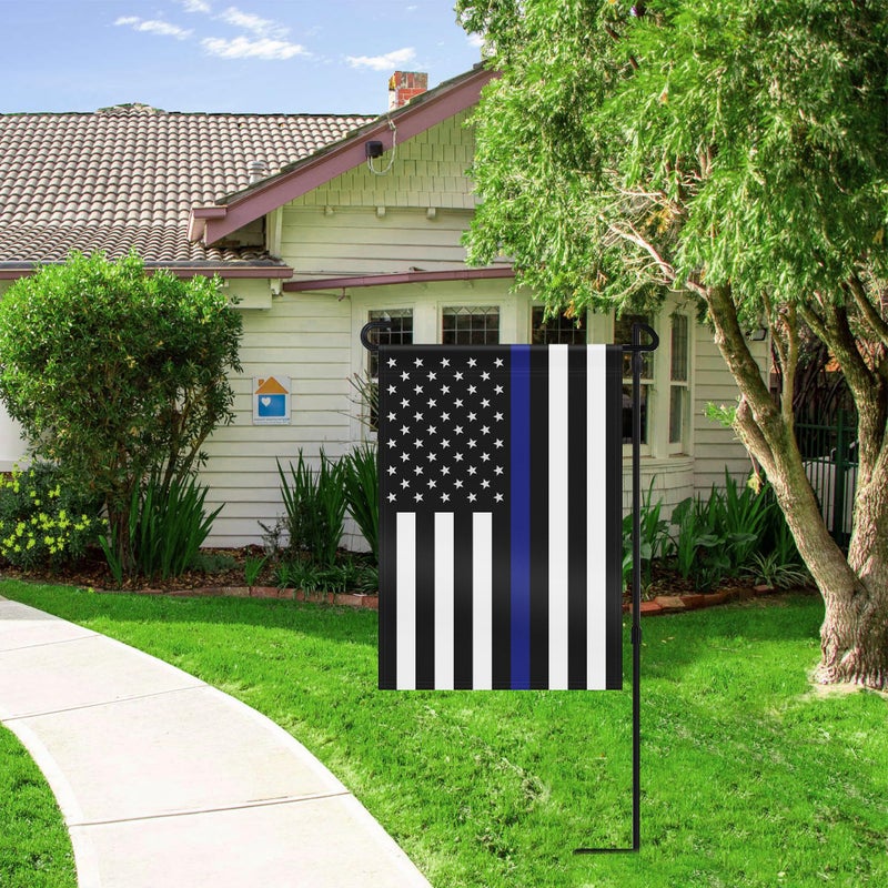 HOOSUN Double Sided Thin Blue Line American Police Garden Flag, USA United States Decorative Garden Flags - Weather Resistant and Double Sided - 12.5 x 18 Inch - Image 3